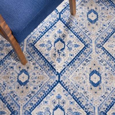Brentwood Blue and Ivory Hand-Knotted Synthetic Area Rug 4' x 6'