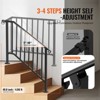 VEVOR Handrails for Outdoor Steps, 3-4 Step Stair Hand Rail Kit, Transitional Carbon Steel Railings with Installation Kit, Stair Rails, Black - 4 of 4
