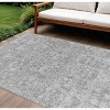 Gray Silver And Charcoal Floral Washable Indoor Outdoor Area Rug - 2 of 4