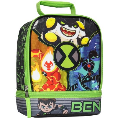 Ben 10 Omnitrix Alien Force Insulated Dual Compartment Lunch Bag Tote For Hot And Cold Food, Drinks, And Snacks Black