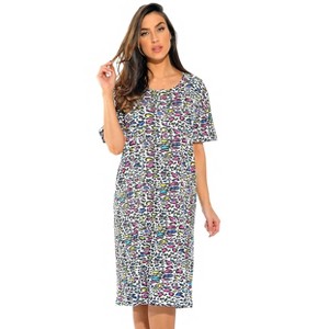Just Love Womens Nightgown - Short Sleeve Henley Oversized Sleepwear Gown - 1 of 3