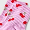 Women's Cherries Ribbed Ankle Socks - Pink/Red 4-10: Lightweight, Banded Cuff, Recycled Polyester - 3 of 3