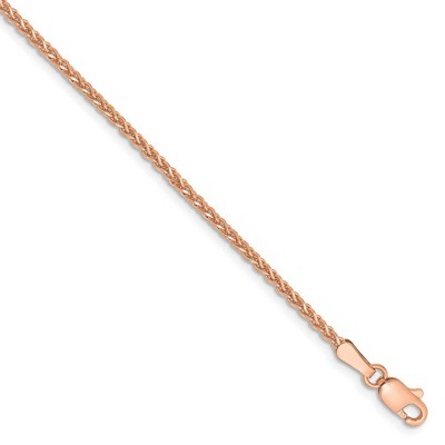 Black Bow Jewelry 1.4mm, 14k Rose Gold, Diamond Cut Solid Spiga Chain Bracelet, 7 Inch