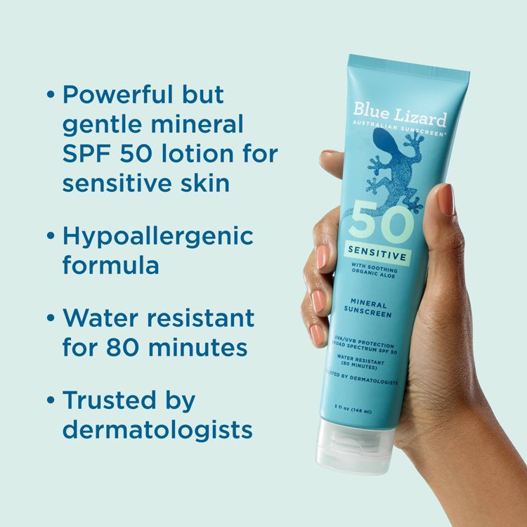 Blue Lizard Sensitive Mineral Sunscreen Lotion - SPF 50+ - 5 fl oz: Whole Body, No Fragrance Added, Vegan, 4 of 11