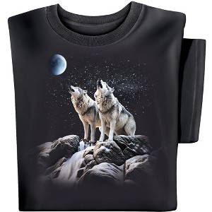 Collections Etc Howling Pair of Wolves Short Sleeve Graphic Tee - 1 of 4