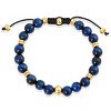 Crucible Men's Blue Tiger Eye Stone and Gold Plated Steel Bead Adjustable Bracelet (8mm) - 2 of 4
