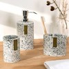 3pc Lerrazzo Lotion Pump/Toothbrush Holder/Tumbler Set Gray/Natural - Allure Home Creations: Resin Bath Ensemble - 2 of 4