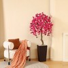 DR.Planzen UV Resistant 6-7FT Pre Potted Artificial Bougainvillea Red Flowers Tree with White Tall Planter for Indoor Outdoor Home Decor - 4 of 4