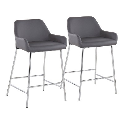 Set of 2 Daniella Metal/Faux Leather Counter Height Barstools - LumiSource