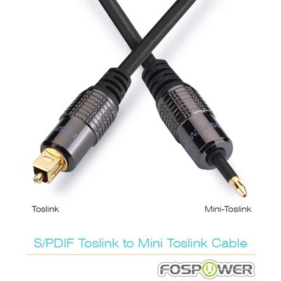 10ft Black Gold-Plated Toslink to Mini Toslink Optical Cable