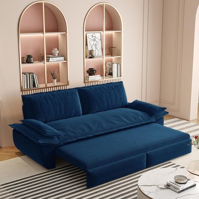 Lycvki 73.2" Queen Velvet 3-in-1 Convertible Sleeper Sofa Bed