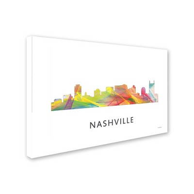 Trademark Fine Art -Marlene Watson 'Nashville Tennessee Skyline WB-1' Canvas Art