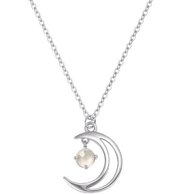 Molenia Moon Moonstone Necklace for Women, 14k Gold Plated/925 Sterling Silver Cats Eye Stone Moon Pendant Healing Stone, Dainty Crescent Jewelry