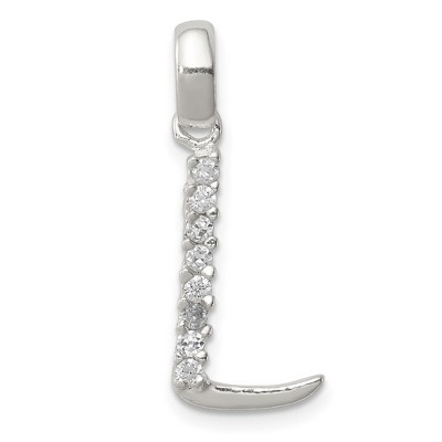 Black Bow Jewelry Sterling Silver and CZ, Lauren Collection, Initial L Pendant
