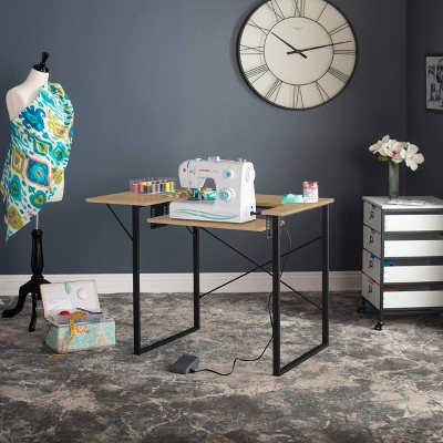 Dart 41'' Ashwood Sewing Table with Adjustable Machine Platform