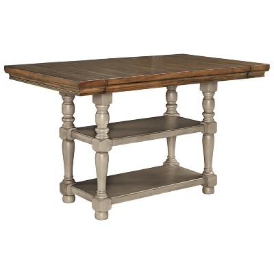 Lettner Rectangular Dining Room Counter Extendable Dining Table Gray/Brown - Signature Design by Ashley