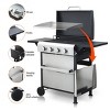 Black Propane Gas BBQ Grill,Stainless Steel BBQ with Plancha,Enamel Cooking Grids,Metal Outdoor Barbecue Grill Griddle-Coolbibila - 2 of 4