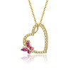 Guili Sterling Silver Necklace with 14k Yellow Gold Plating, Butterfly Design, Blue or Red Cubic Zirconia, and Heart Pendant – Elegant Look - 2 of 3
