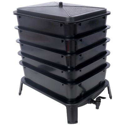 VYNXARIA 5-Layer Worm Compost Bin, 50L Worm Composter, Easy Setup Inclusive Worm Farm Kit for Recycling Food Waste