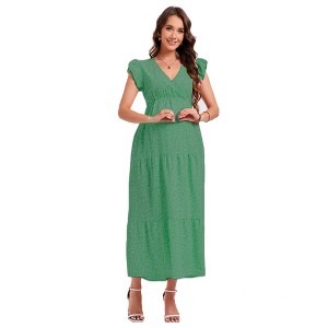 Clearlove Women's V-Neck Maternity Maxi Dress Flowy Dress for Photoshoot Maternity Dress - 1 of 2