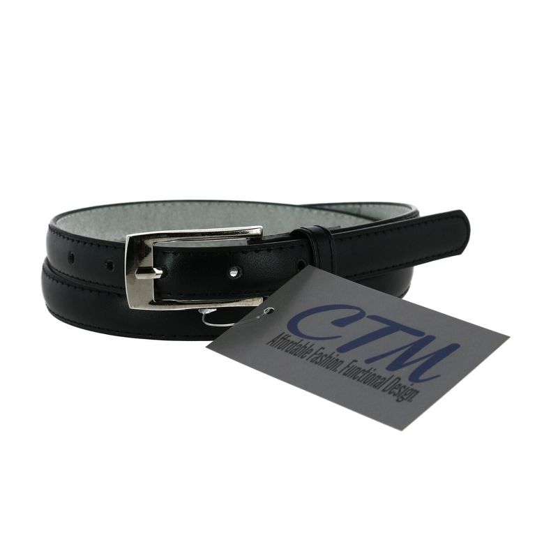 CTM Women's Skinny Leather Dress Belt (Pack of 2 Colors), 4 of 6