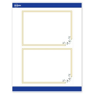 Avery 5" x 7" Cards, Gold Double Border with Florals, 20 ct - 1 of 4