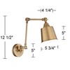 360 Lighting Mendes Modern Wall Lamps Set of 2 Brass Gold Hardwire 5 3/4" Light Fixture Adjustable Cone Shade for Bedroom Reading Living Room Hallway - 4 of 4