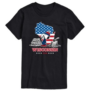 Men's - Peanuts - American Flag Wisconsin Snoopy Short Sleeve Graphic T-Shirt - 1 of 4