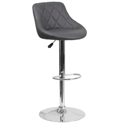 Flash Furniture Contemporary Vinyl Bucket Seat Adjustable Height Barstool with Diamond Pattern Back and Chrome Base