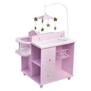 Olivia's Little World Twinkle Stars Princess Doll Changing Station Lilac/White - 1 of 4