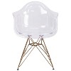 Emma and Oliver 2 Pack Transparent Side Chair with Arms and Gold Base - Accent & Side Chair - 4 of 4