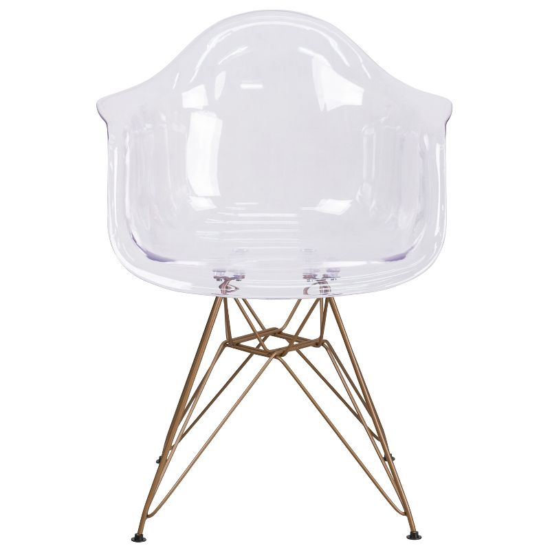 Emma and Oliver 2 Pack Transparent Side Chair with Arms and Gold Base - Accent & Side Chair, 4 of 12