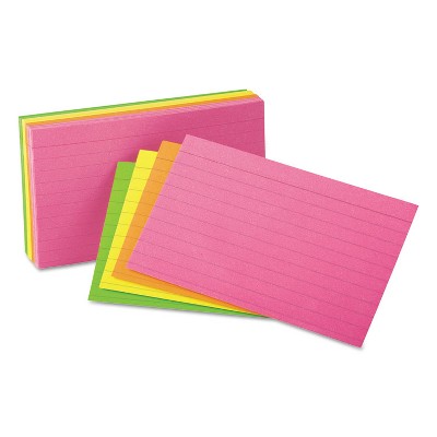 UNIVERSAL Ruled Neon Glow Index Cards 4 x 6 Assorted 100/Pack 47237