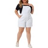 Agnes Orinda Women's Plus Size Adjustable Strap Pocket Roll Hem Denim Overall Jean Shorts - 2 of 4