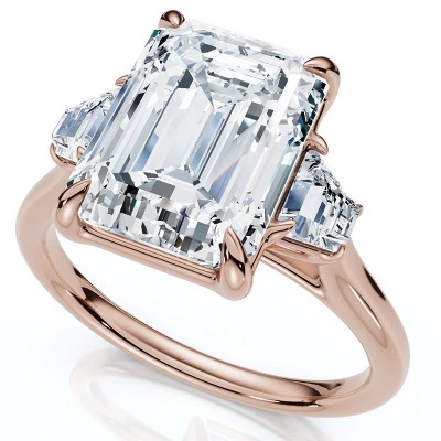 Pompeii3 Certified 3 1/2Ct Emerald Cut & Baguette Engagement Ring 14k Gold/Pt Lab Created