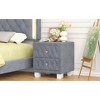 ORRD Grey Velvet Nightstand with 2 Drawers & Crystal Handles - 2 of 4