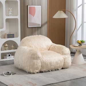 52.8"W Bean Bag Chair, Super Soft Lazy Sofa Chair with High Density Foam Padded, Faux Fur Fabric Modern Accent Chair 4L - ModernLuxe - 1 of 4