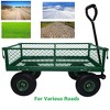 Steel Garden Cart, Heavy Duty 300 LBS Folding Utility Wagon with Removable Sides to Convert into Flatbed, Mesh Lawn Cart with 180° Rotating Handle - 4 of 4