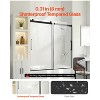 VEVOR Frameless Sliding Bathtub Door, 56-60 in.W x 60 in.H,Frameless Double Sliding Tub Door with 5/16 in  Tempered Glass and Handle, Black &Clear - 3 of 4