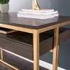 Quinal Writing Desk with Storage Brown/Gold - Aiden Lane: Veneer Finish, Iron Frame, All Purpose Drawer - image 2 of 4