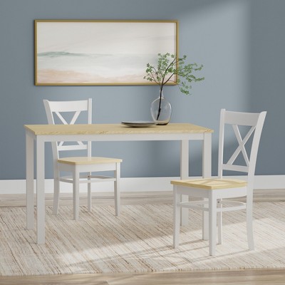 Glenwillow Home 48" Wood Dining Table + Cross Back Dining Chairs Dining Set (3-Piece or 5-Piece Set)