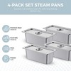 Alpha Living 4 Pack Stainless Steel Steam Table Pans with Lids, 1/3 Size 6" Deep Hotel Pans for Catering, Buffet, Restaurant or Home Use - 2 of 4
