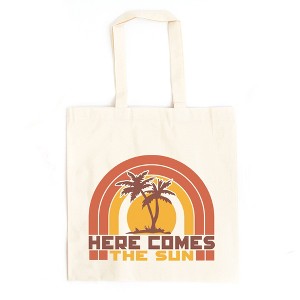 City Creek Prints Here Comes The Sun Rainbow Canvas Tote Bag - 15x16 - Natural - 1 of 2