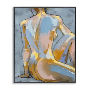 Stupell Industries Modern Blue Brushed Sitting Nude Framed Giclee Art, Black, 24" x 30" - 1 of 4