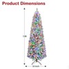 Vivatrees 7.5 ft Prelit Pencil Christmas Tree, Snow Flocked with 10 Lighting Modes, Metal Stand, Hinged Branches, Slim Xmas Pine Tree, White - 3 of 4