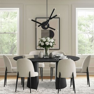 5-Piece Extendable Dining Table Set for 6,Black Kitchen Table with Upholstered Chairs,Adjustable Table for Small to Large Spaces-Tanpinhause - 1 of 4