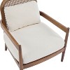 PAGED Set of 2 Accent Chair Comfy Armchair Mid-Century Modern Reading Chair with Wood Frame and Rattan Backrest for Living Room - 3 of 4