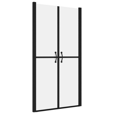 74.8" Black Aluminum and Frosted Glass Shower Door