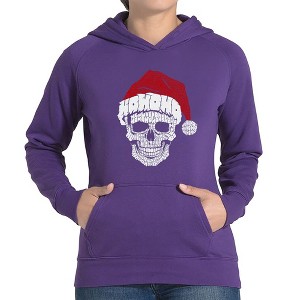 LA Pop Art Santa Skull - Women's Word Art Hooded Sweatshirt - 1 of 4