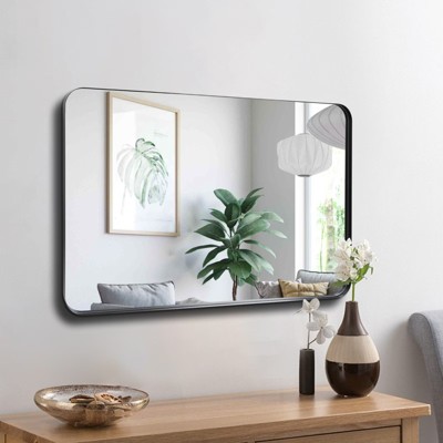 GlasFlength Decorative Wall Mirrors Rectangular Wall Mirror, Vanity Mirrors, Wall Decoration For Bathroom, Living Room, Black, 36"*24"*1.2"